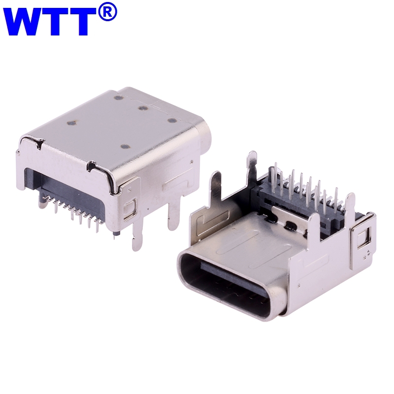 TYPE-C24P母座板上双壳前插后贴L=11.10MM